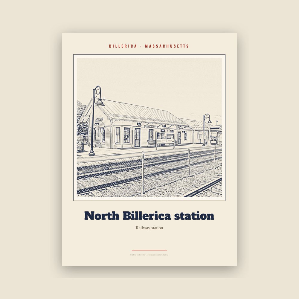 Billerica North Billerica station Landmark Print