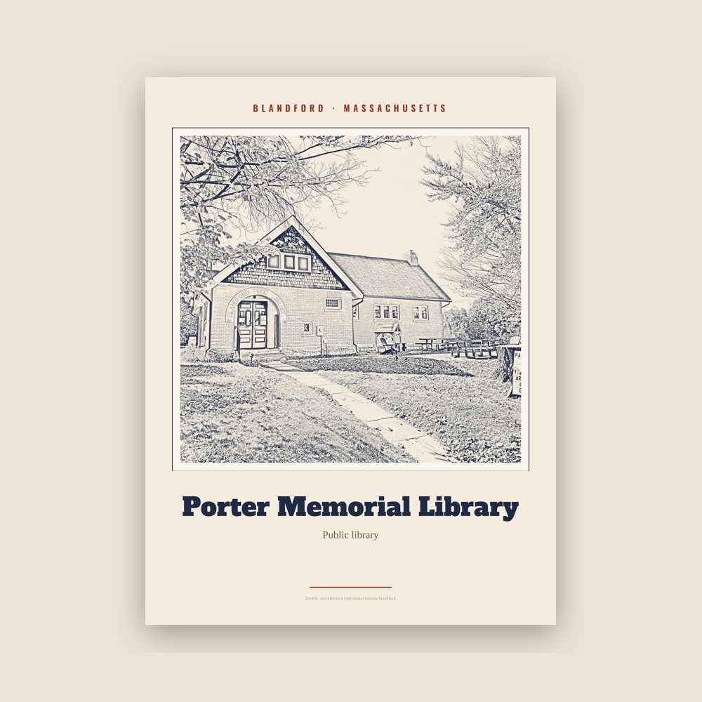 Blandford Porter Memorial Library Landmark Print