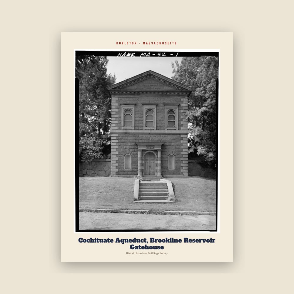 Boylston Cochituate Aqueduct, Brookline Reservoir Gatehouse Archive Print