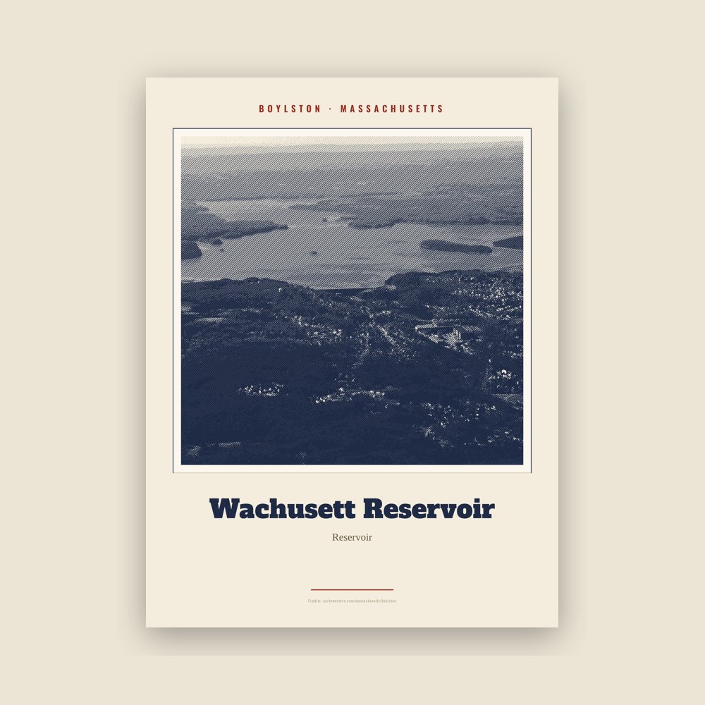 Boylston Wachusett Reservoir Landmark Print