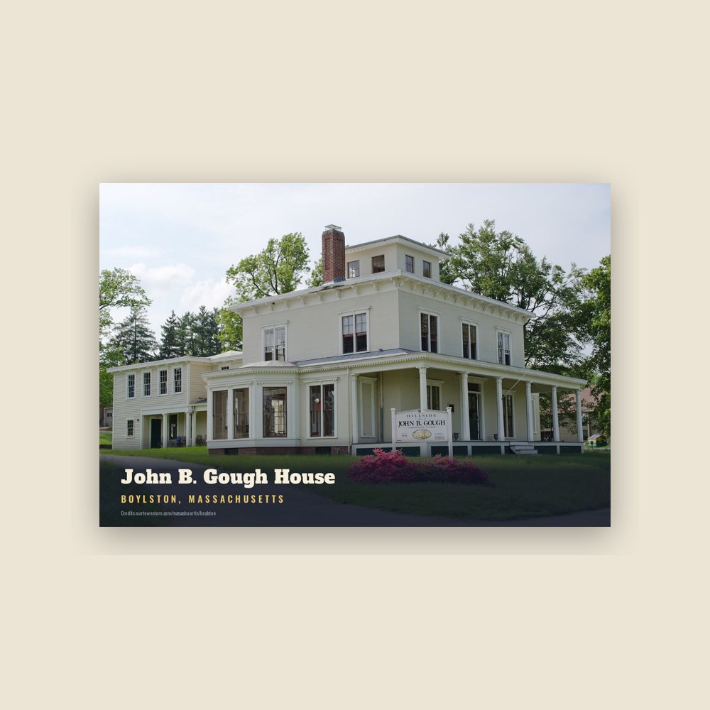 Boylston John B. Gough House Postcard