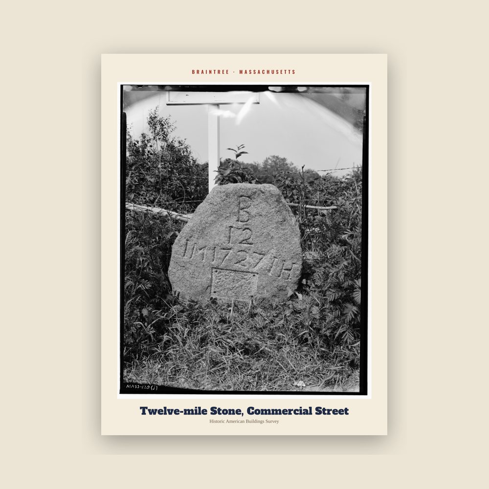 Braintree Twelve-mile Stone, Commercial Street Archive Print