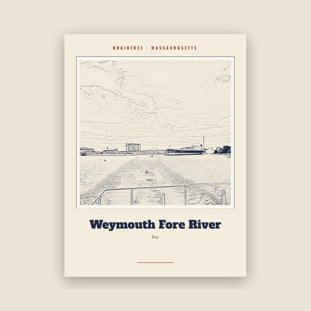 Braintree Weymouth Fore River Landmark Print