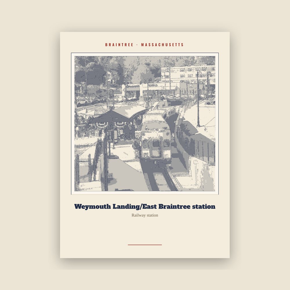 Braintree Weymouth Landing/East Braintree station Landmark Print