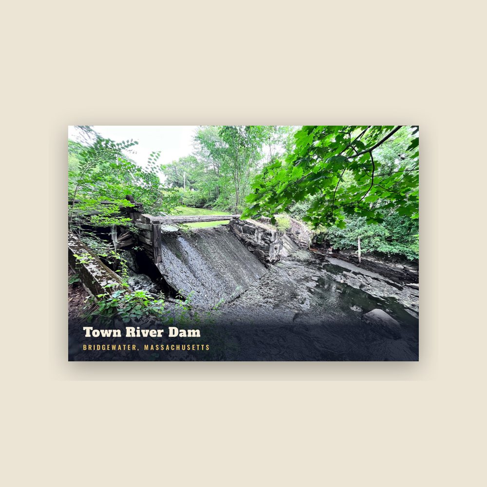 Bridgewater Town River Dam Postcard