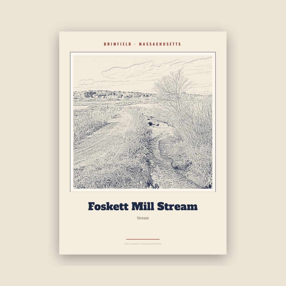 Brimfield Foskett Mill Stream Landmark Print