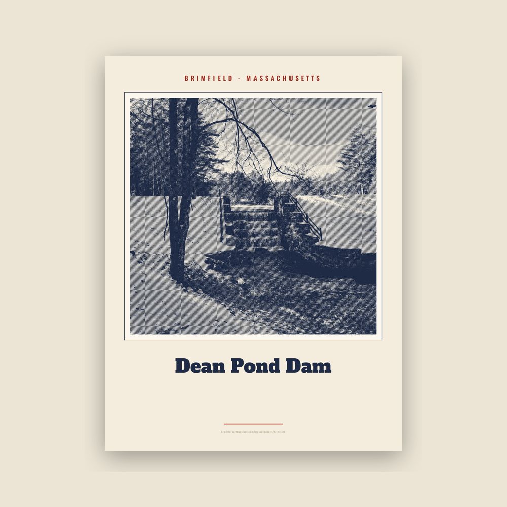 Brimfield Dean Pond Dam Landmark Print