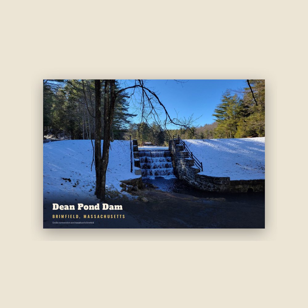 Brimfield Dean Pond Dam Postcard