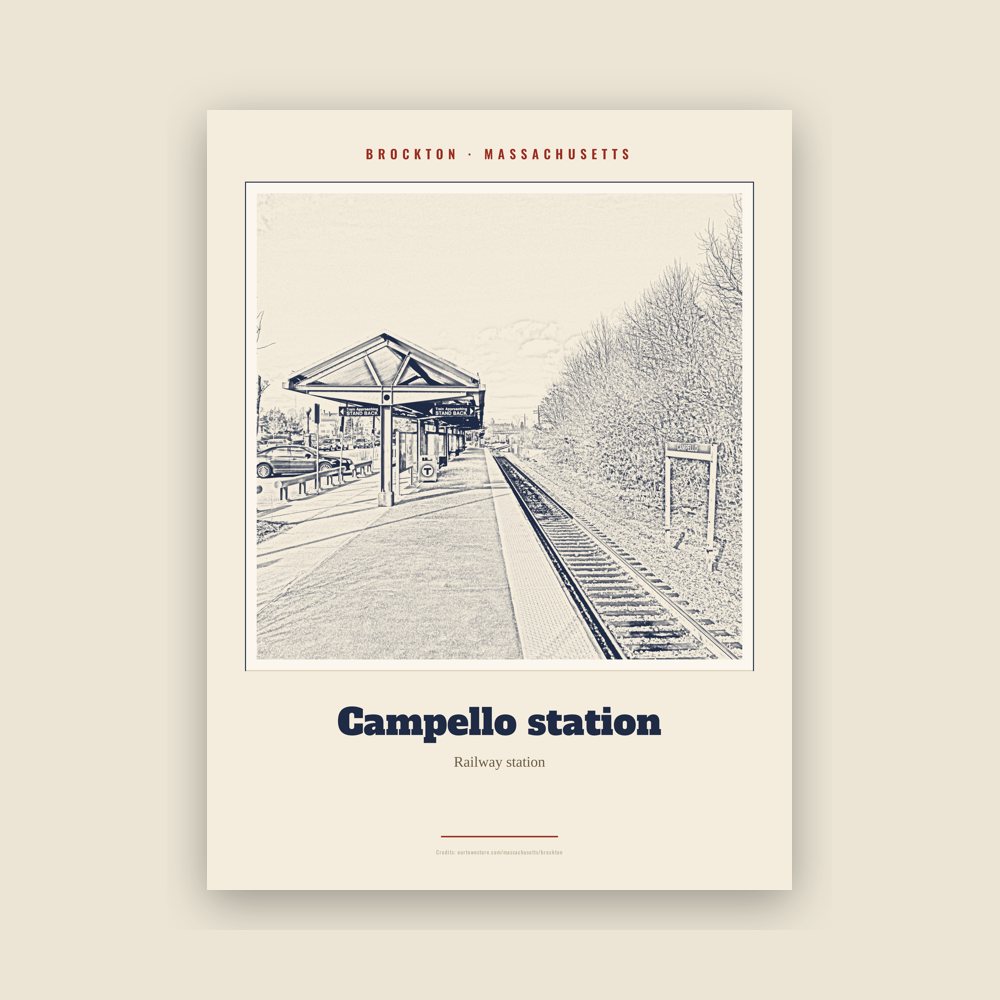 Brockton Campello station Landmark Print
