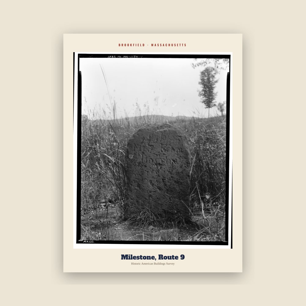 Brookfield Milestone, Route 9 Archive Print