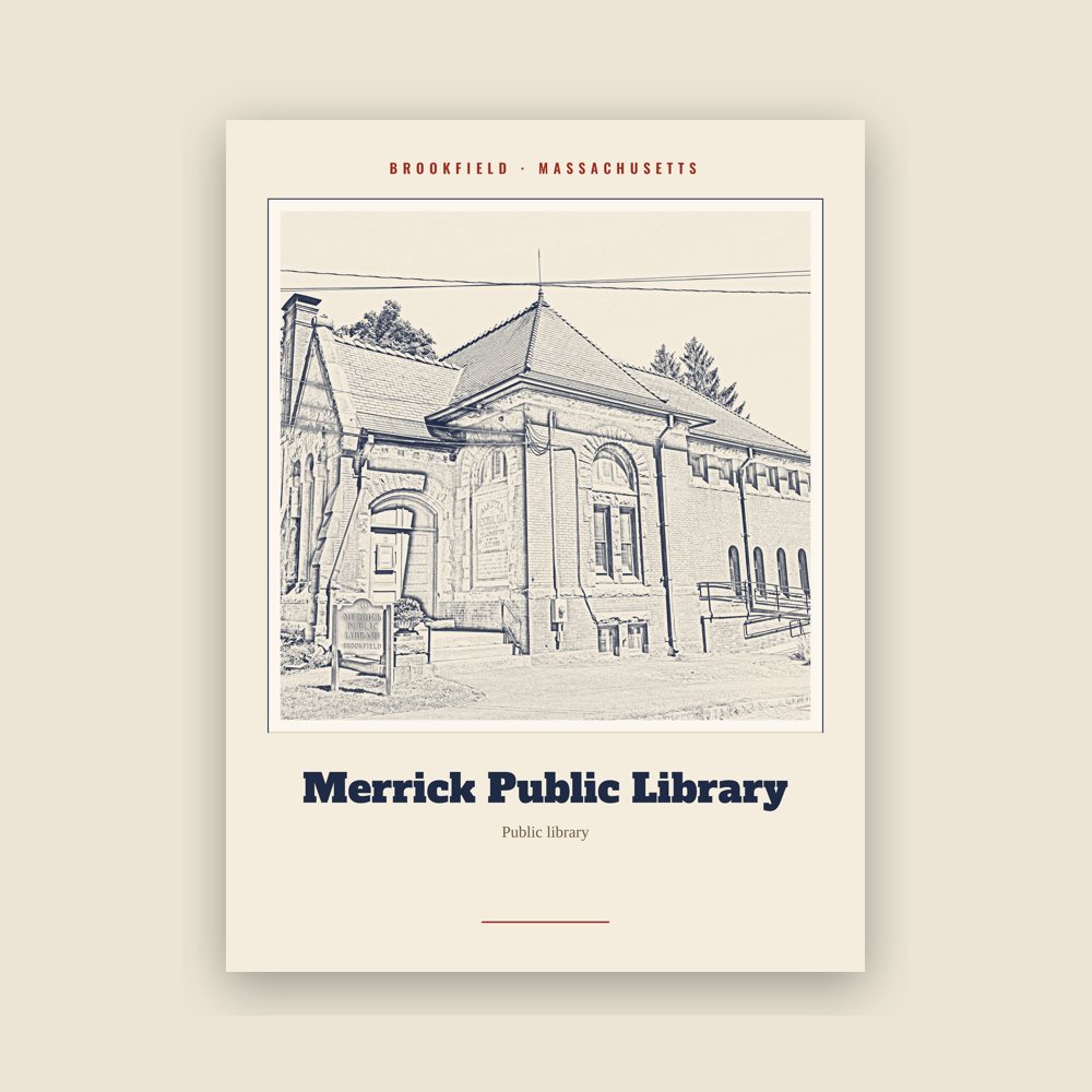 Brookfield Merrick Public Library Landmark Print