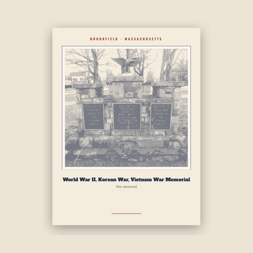 Brookfield World War II, Korean War, Vietnam War Memorial Landmark Print