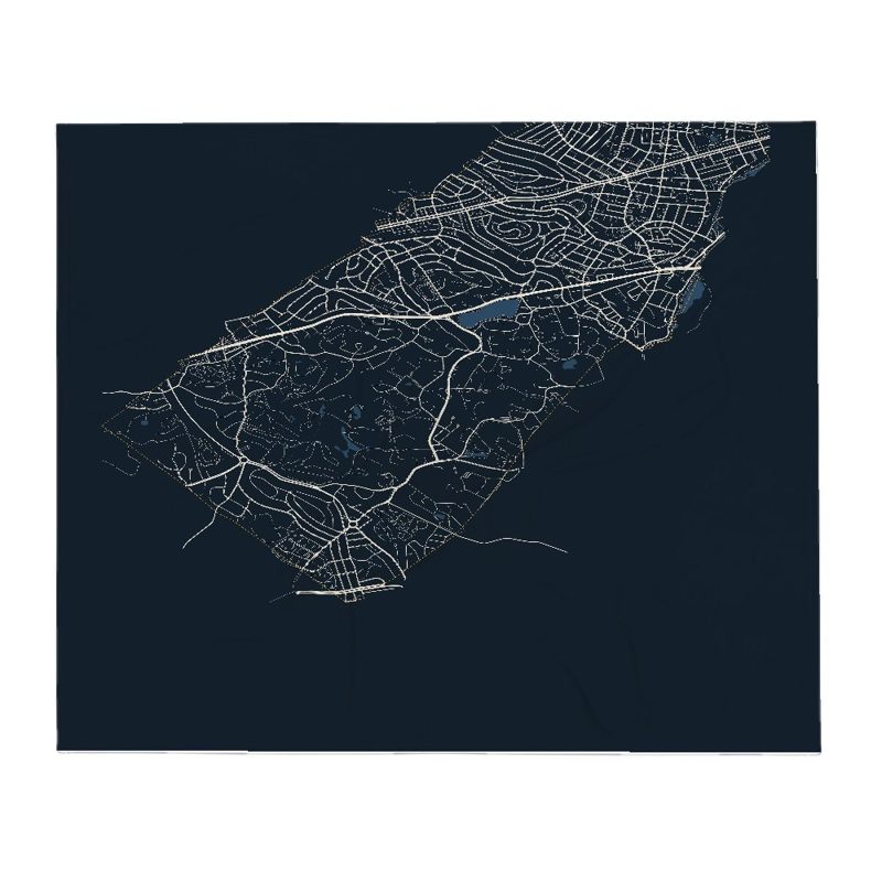 Brookline Street Map Throw Blanket