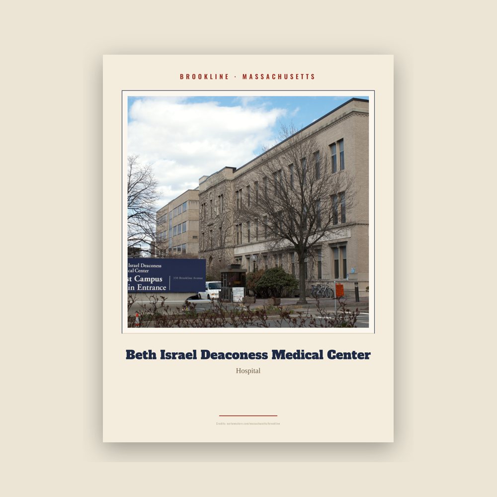 Brookline Beth Israel Deaconess Medical Center Landmark Print