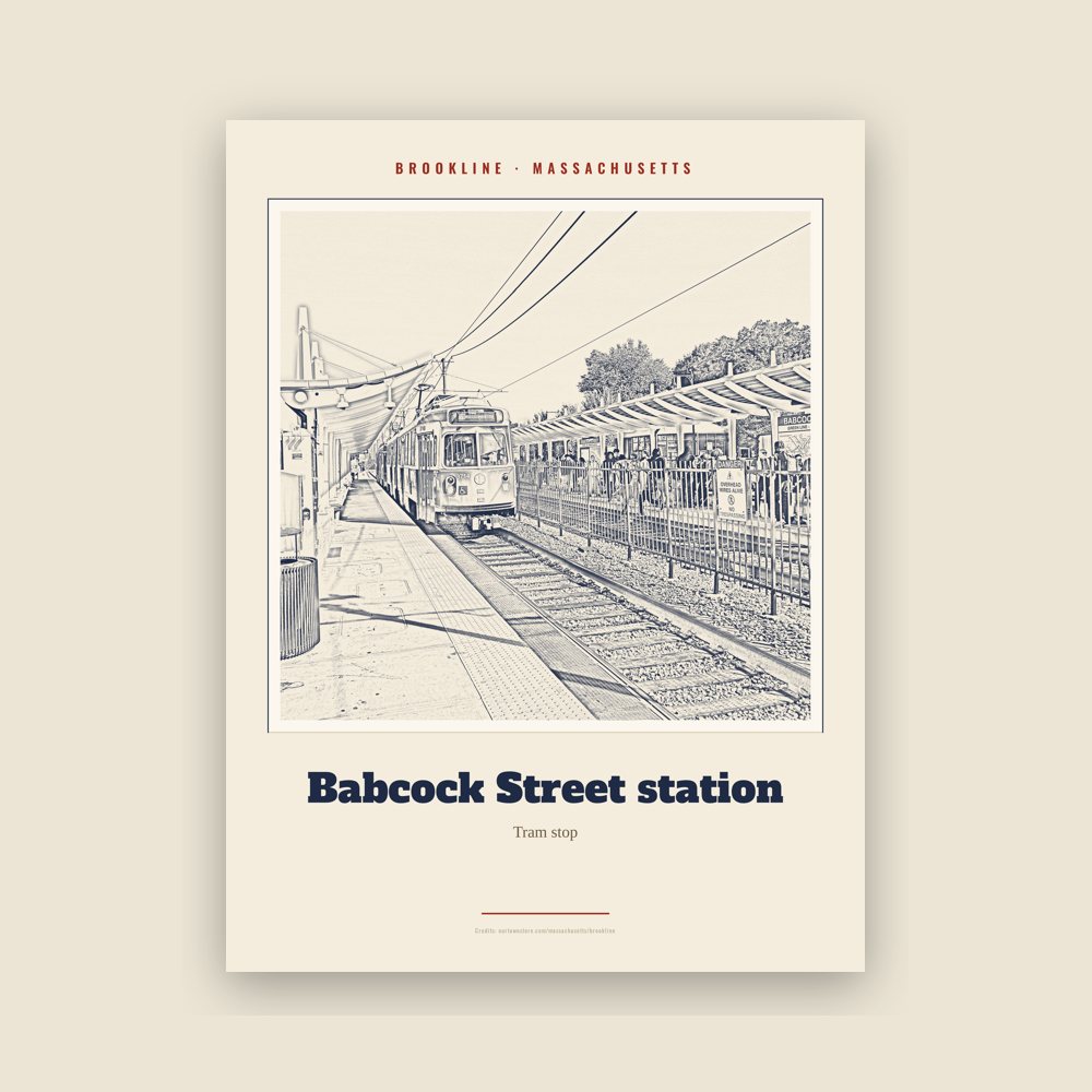 Brookline Babcock Street station Landmark Print