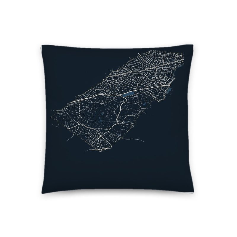 Brookline Map Throw Pillow