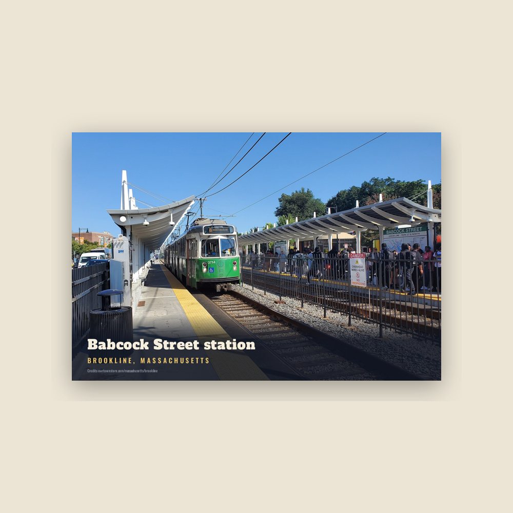Brookline Babcock Street station Postcard
