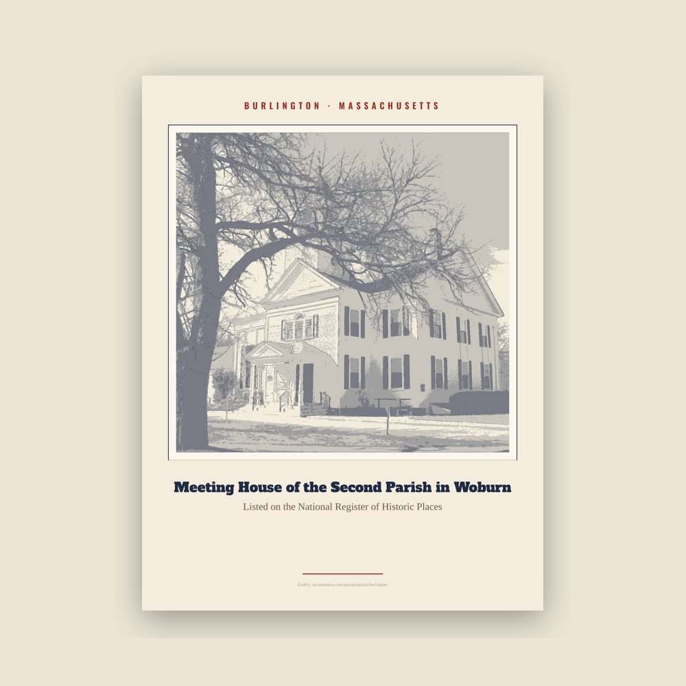Burlington Meeting House of the Second Parish in Woburn Landmark Print