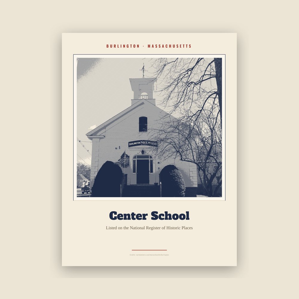 Burlington Center School Landmark Print