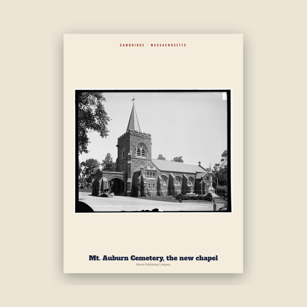 Cambridge Mt. Auburn Cemetery, the new chapel Archive Print