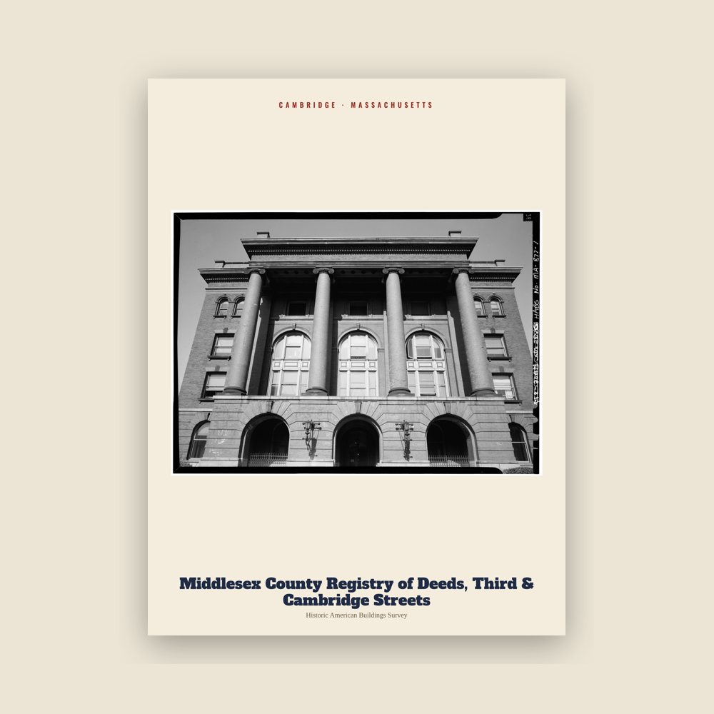 Cambridge Middlesex County Registry of Deeds, Third & Cambridge Streets Archive Print