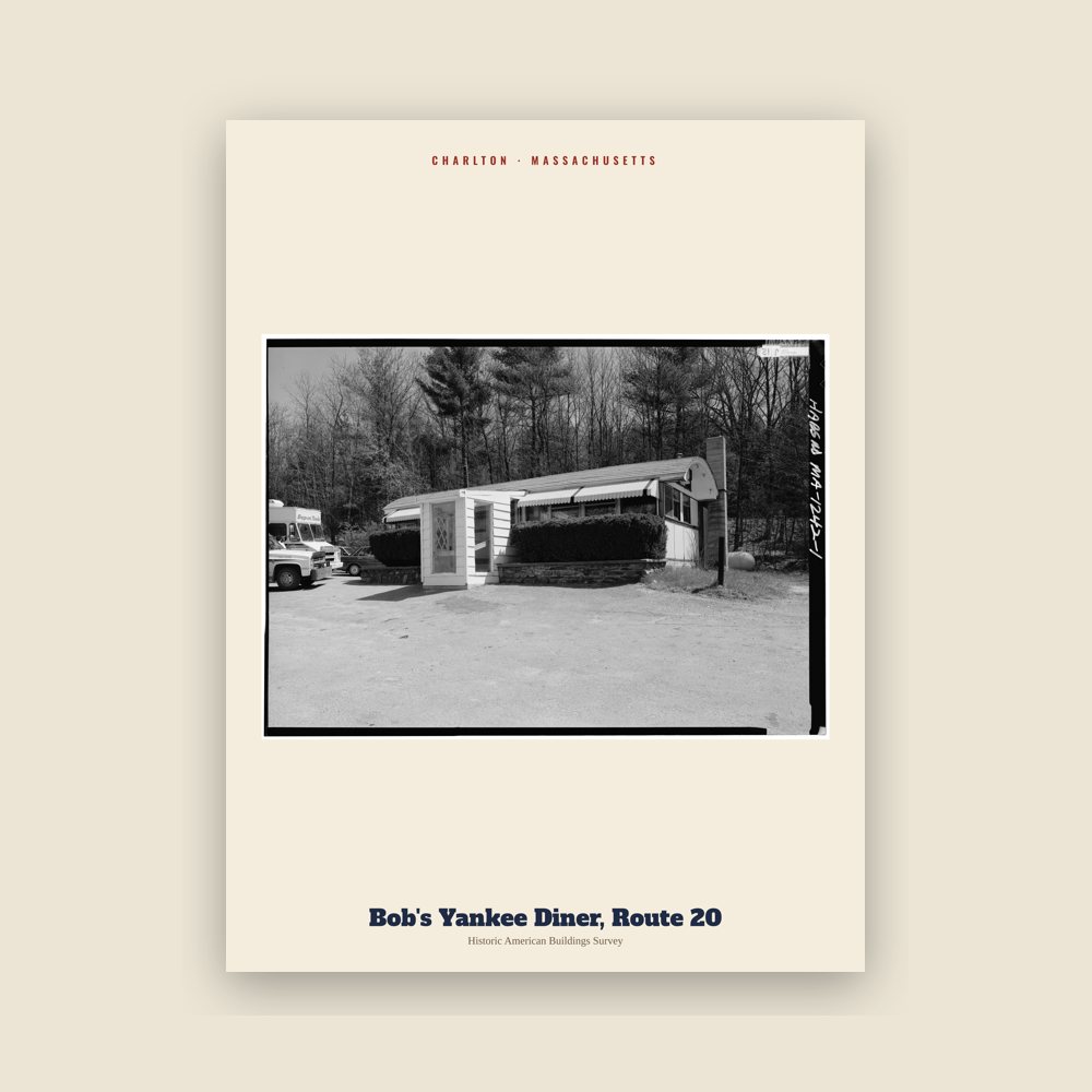 Charlton Bob's Yankee Diner, Route 20 Archive Print