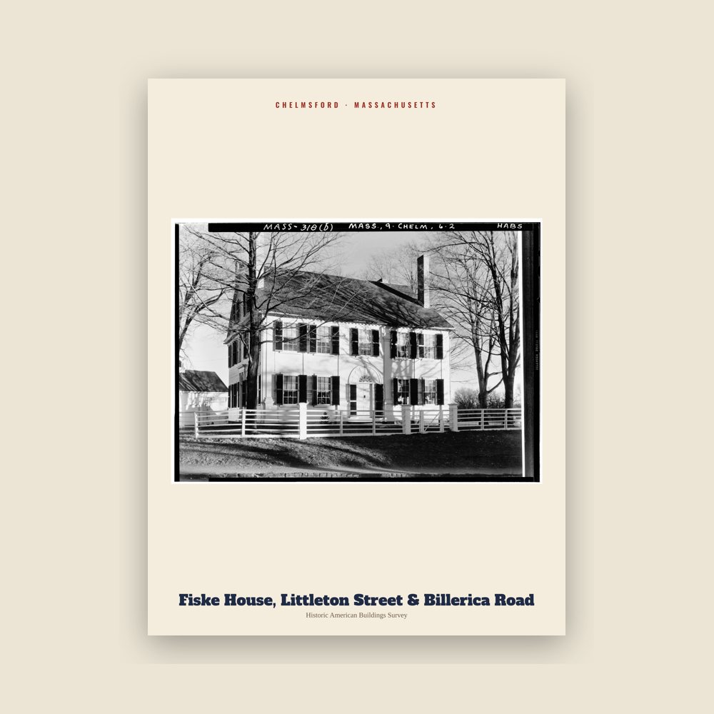 Chelmsford Fiske House, Littleton Street & Billerica Road Archive Print