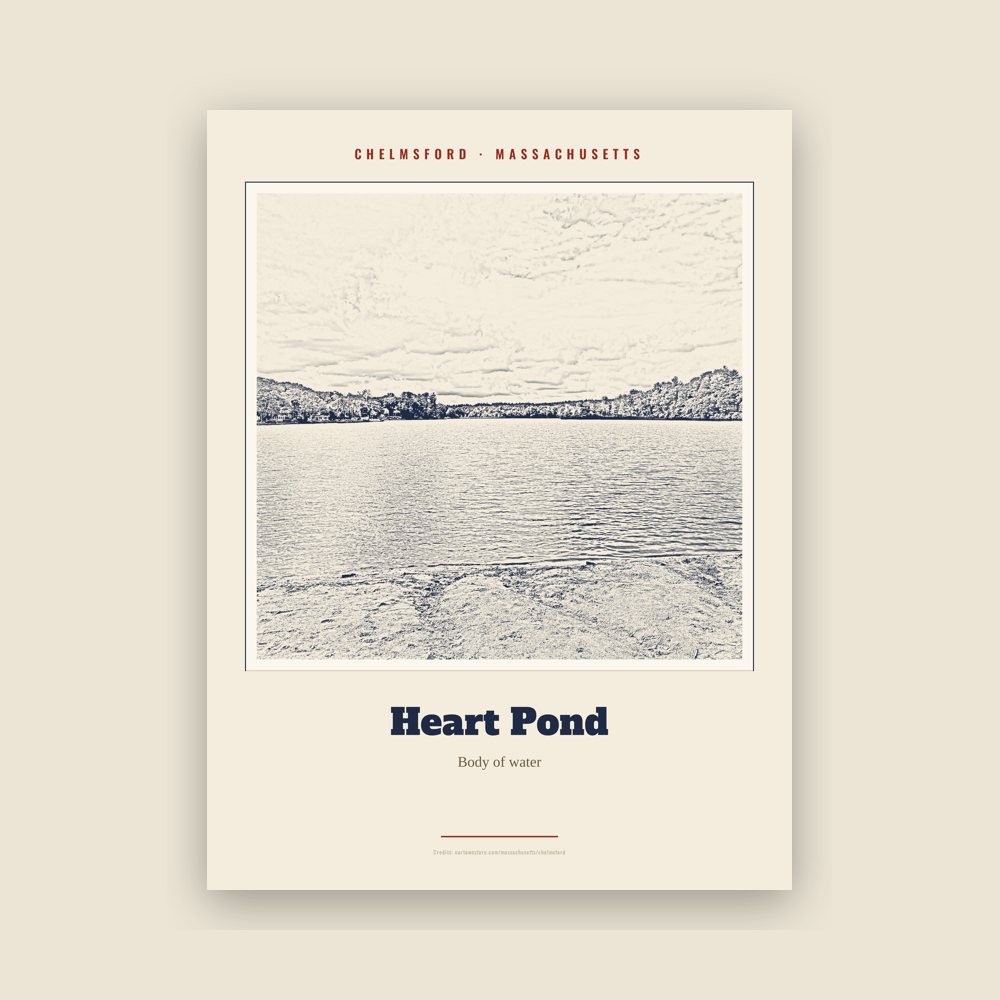 Chelmsford Heart Pond Landmark Print
