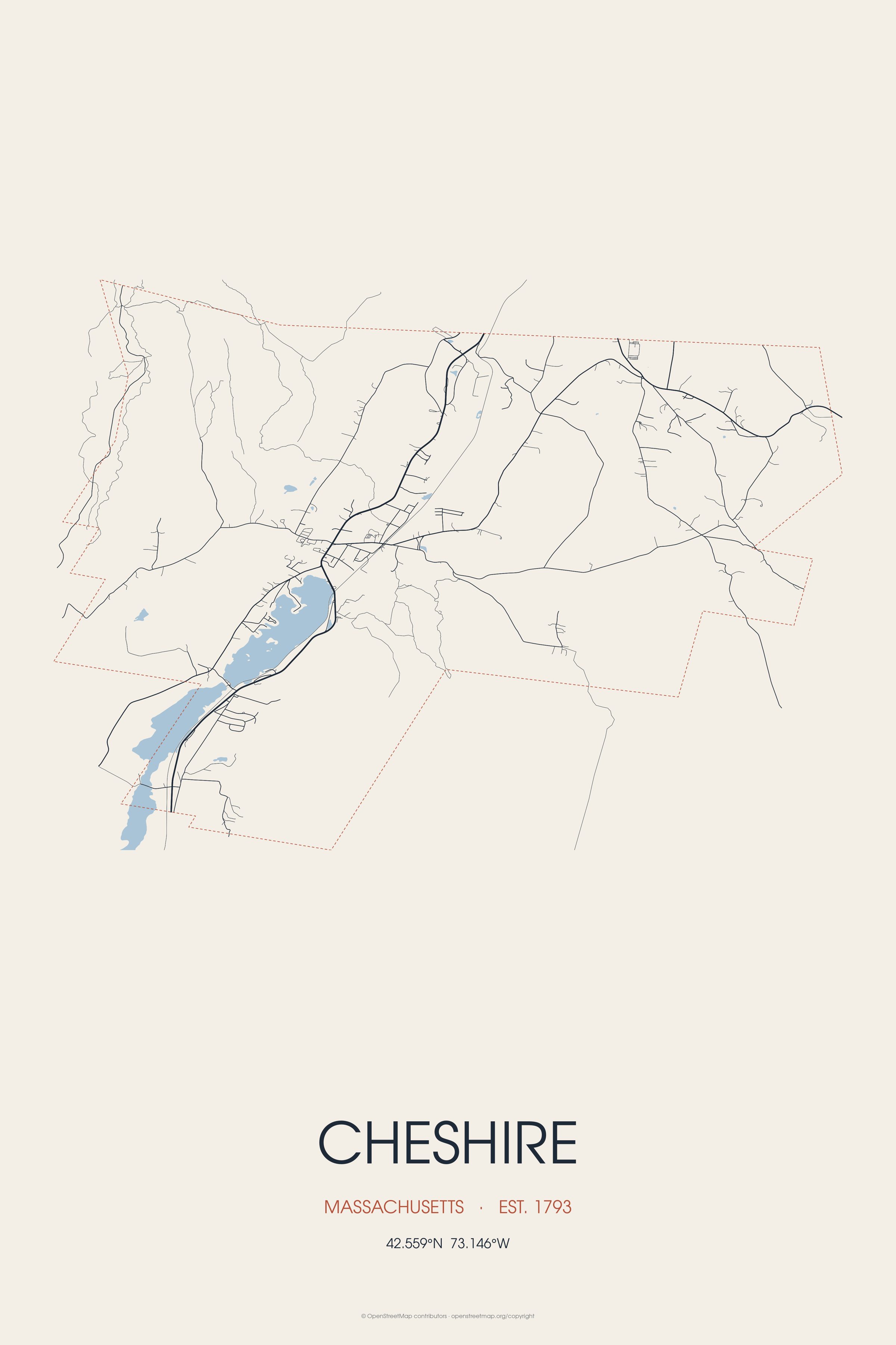 Street map of Cheshire, Massachusetts