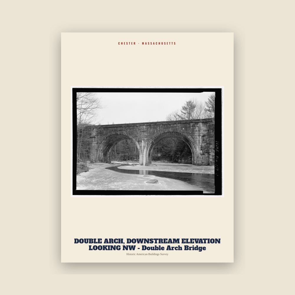 Chester DOUBLE ARCH, DOWNSTREAM ELEVATION LOOKING NW - Double Arch Bridge Archive Print