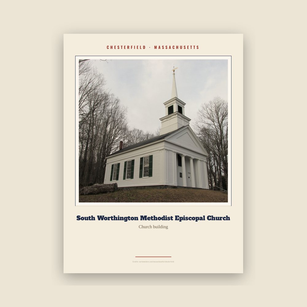 Chesterfield South Worthington Methodist Episcopal Church Landmark Print