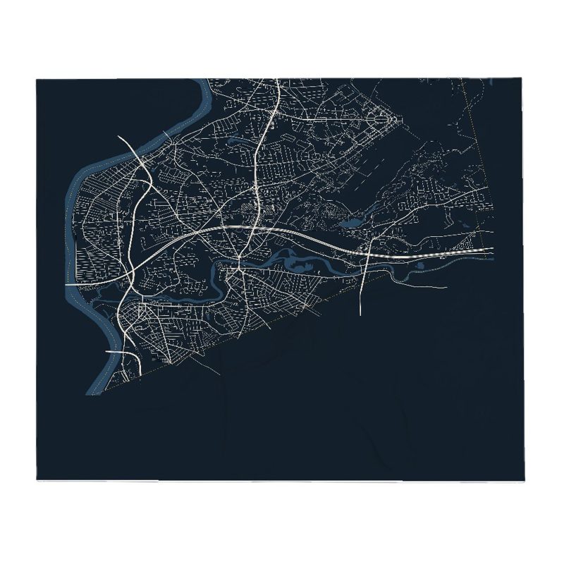 Chicopee Street Map Throw Blanket