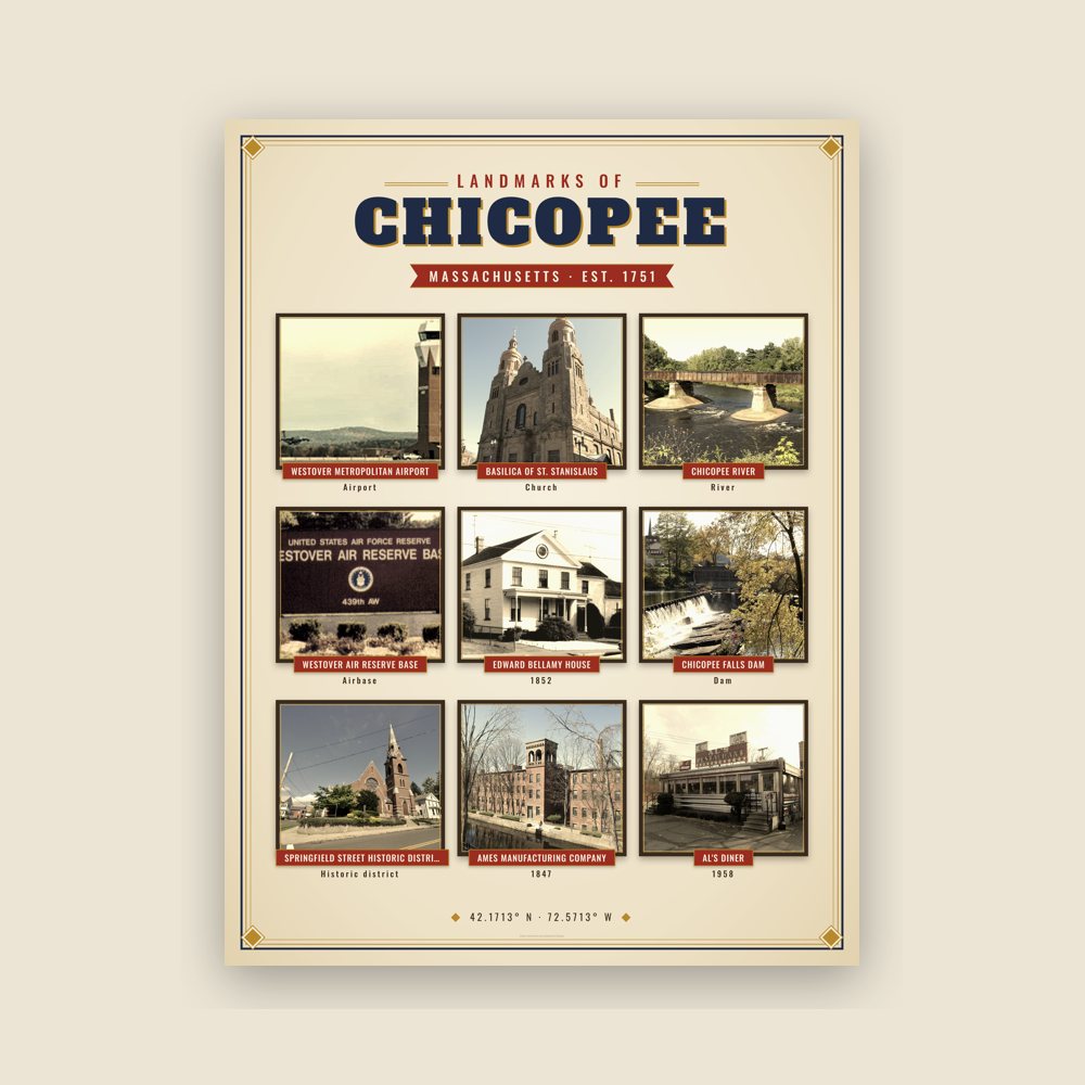 Chicopee Landmarks Photo Poster