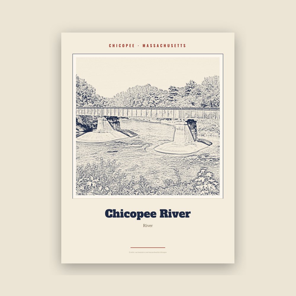 Chicopee Chicopee River Landmark Print