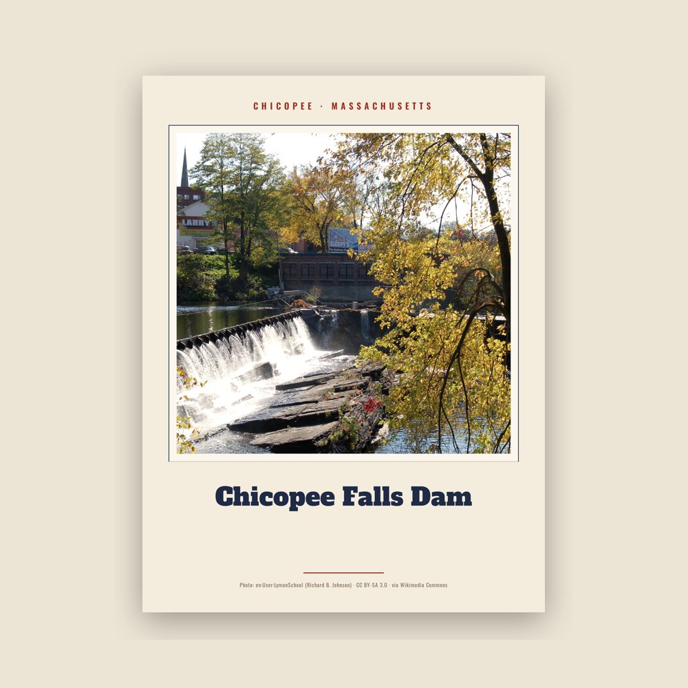 Chicopee Chicopee Falls Dam Landmark Print