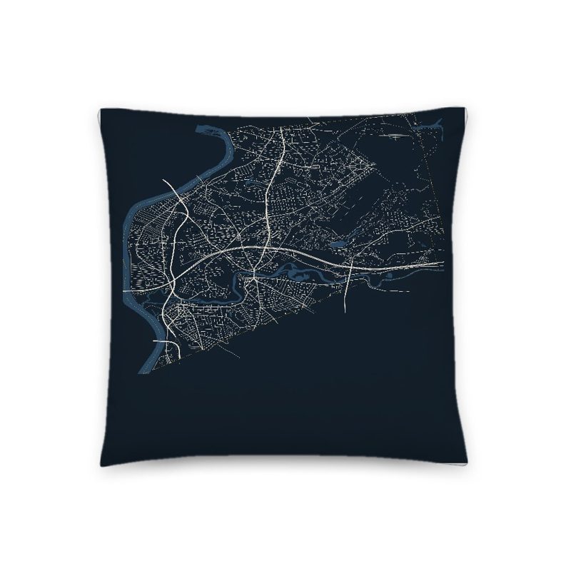Chicopee Map Throw Pillow