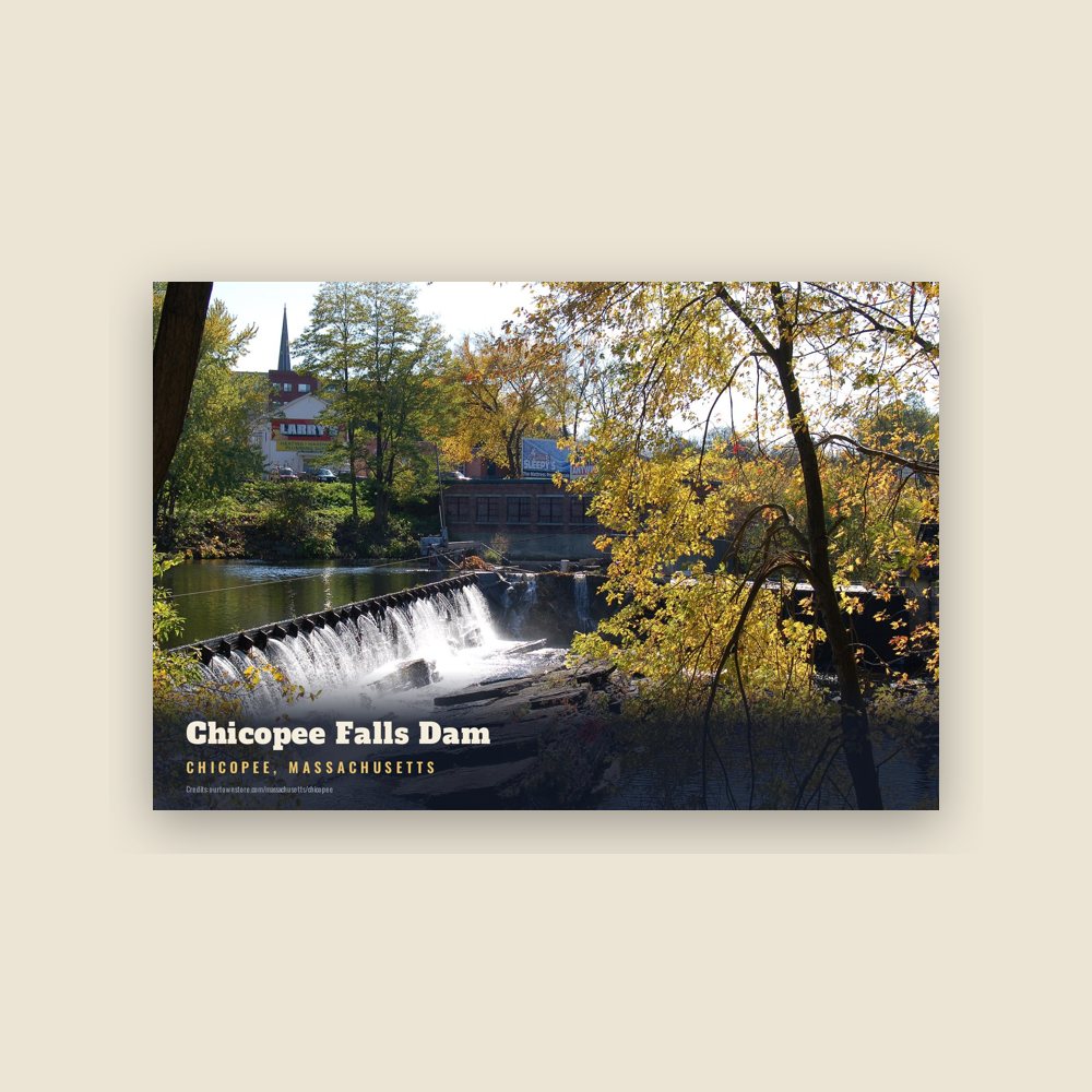 Chicopee Chicopee Falls Dam Postcard