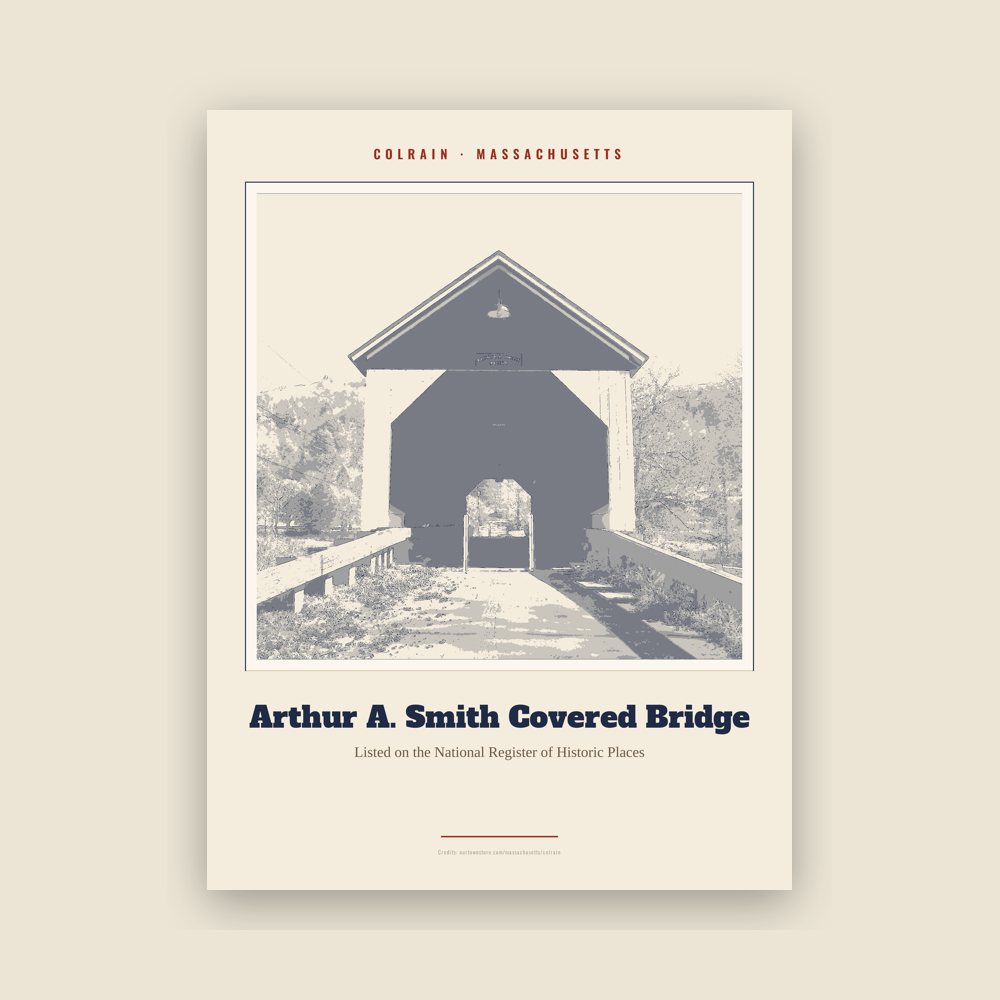 Colrain Arthur A. Smith Covered Bridge Landmark Print