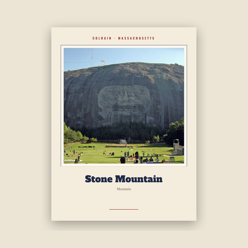 Colrain Stone Mountain Landmark Print