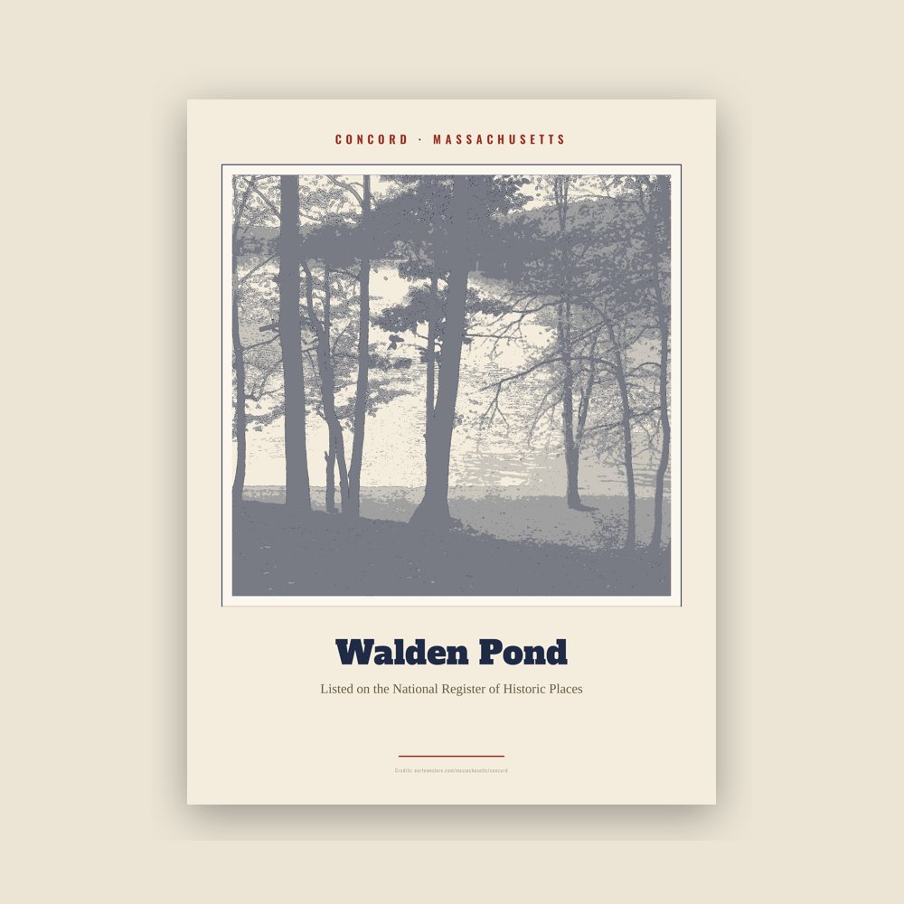 Concord Walden Pond Landmark Print