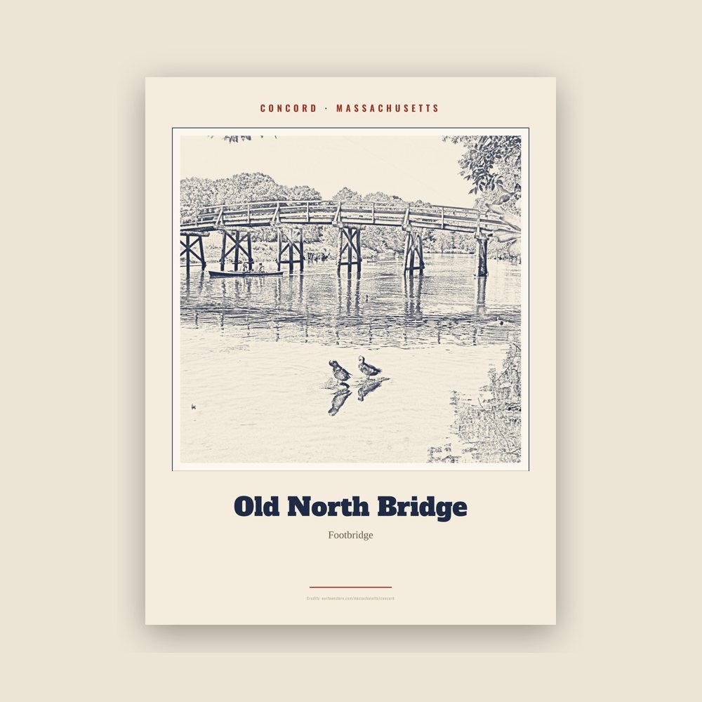 Concord Old North Bridge Landmark Print
