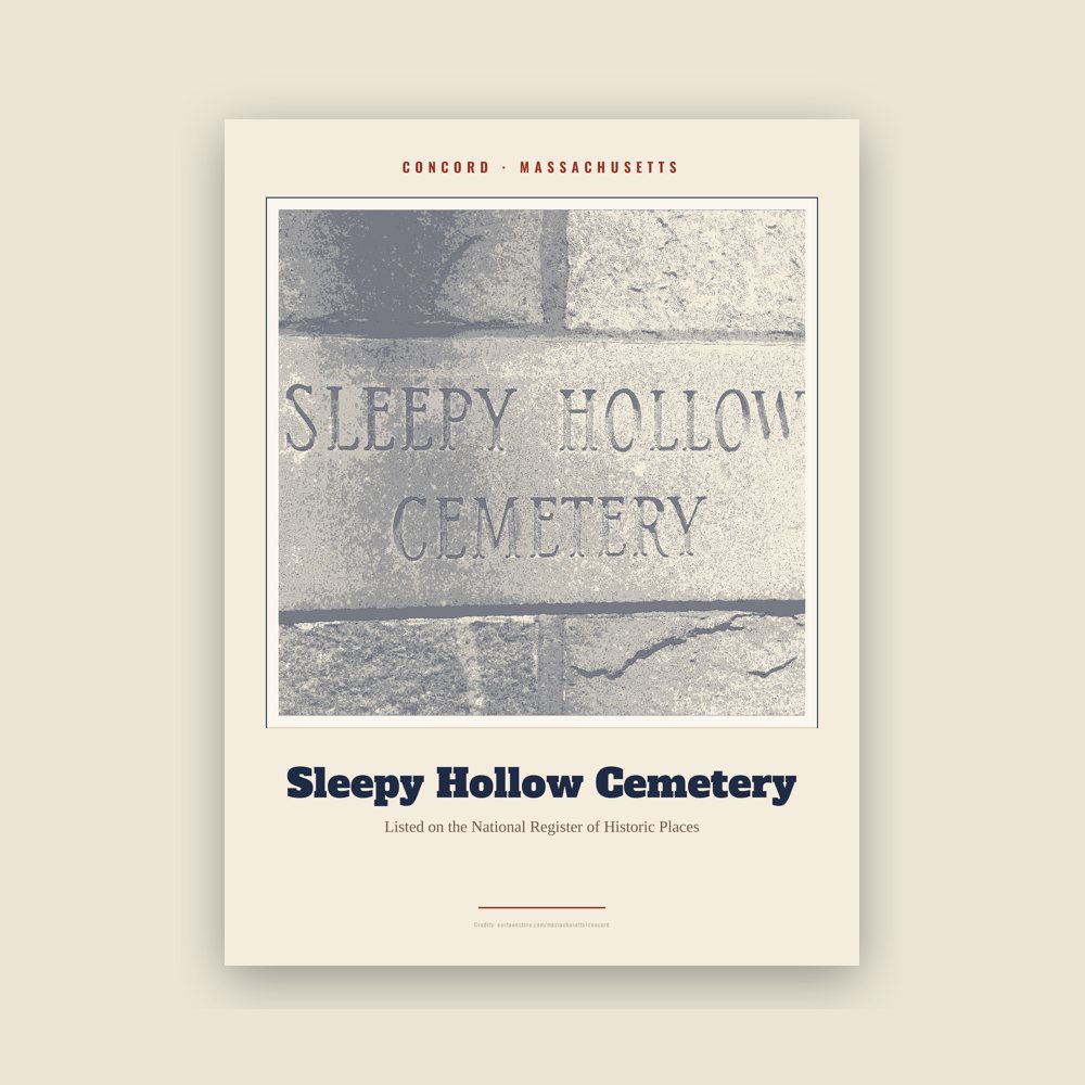 Concord Sleepy Hollow Cemetery Landmark Print