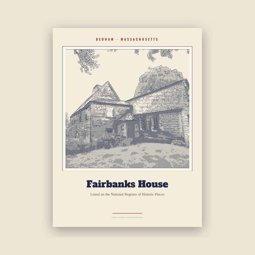 Dedham Fairbanks House Landmark Print