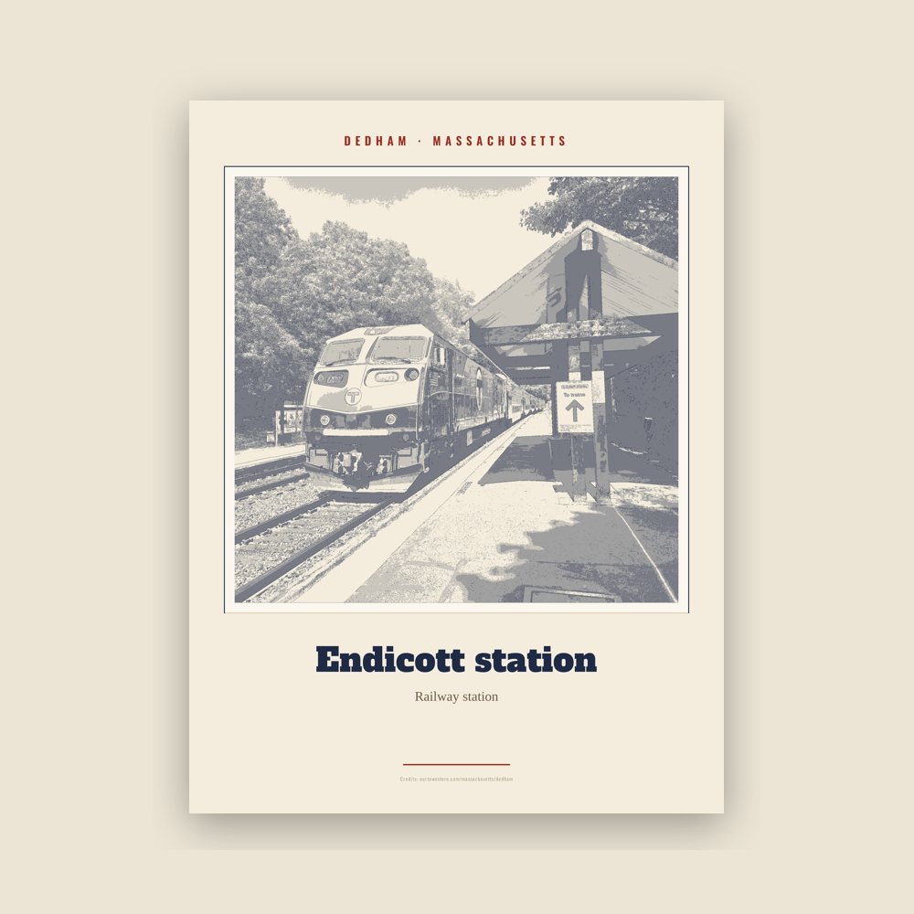 Dedham Endicott station Landmark Print