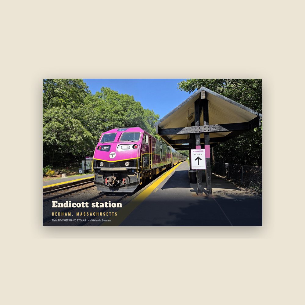 Dedham Endicott station Postcard