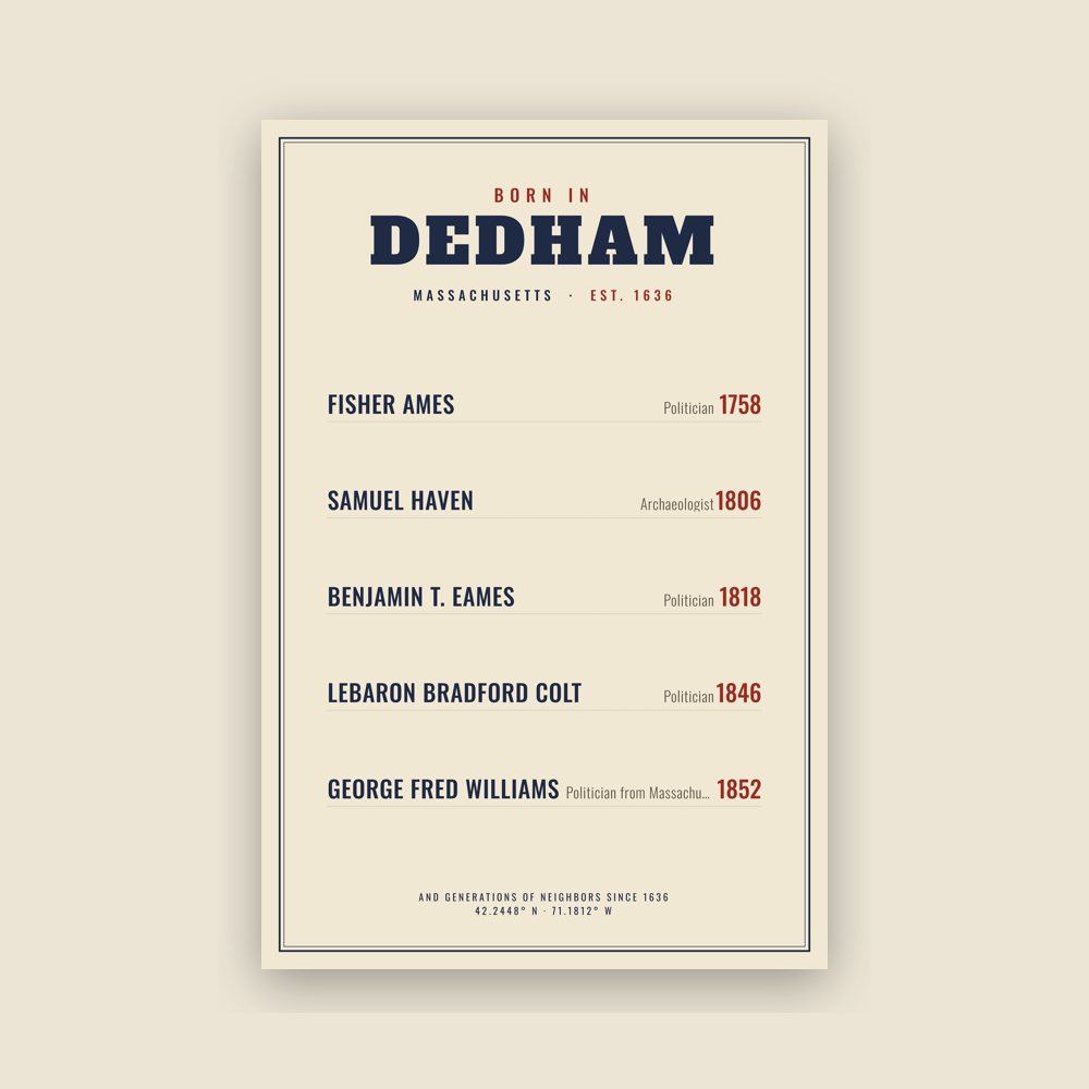 Dedham “Born In” Poster