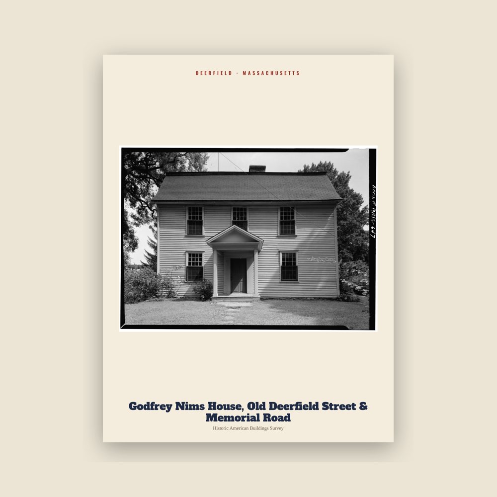 Deerfield Godfrey Nims House, Old Deerfield Street & Memorial Road Archive Print
