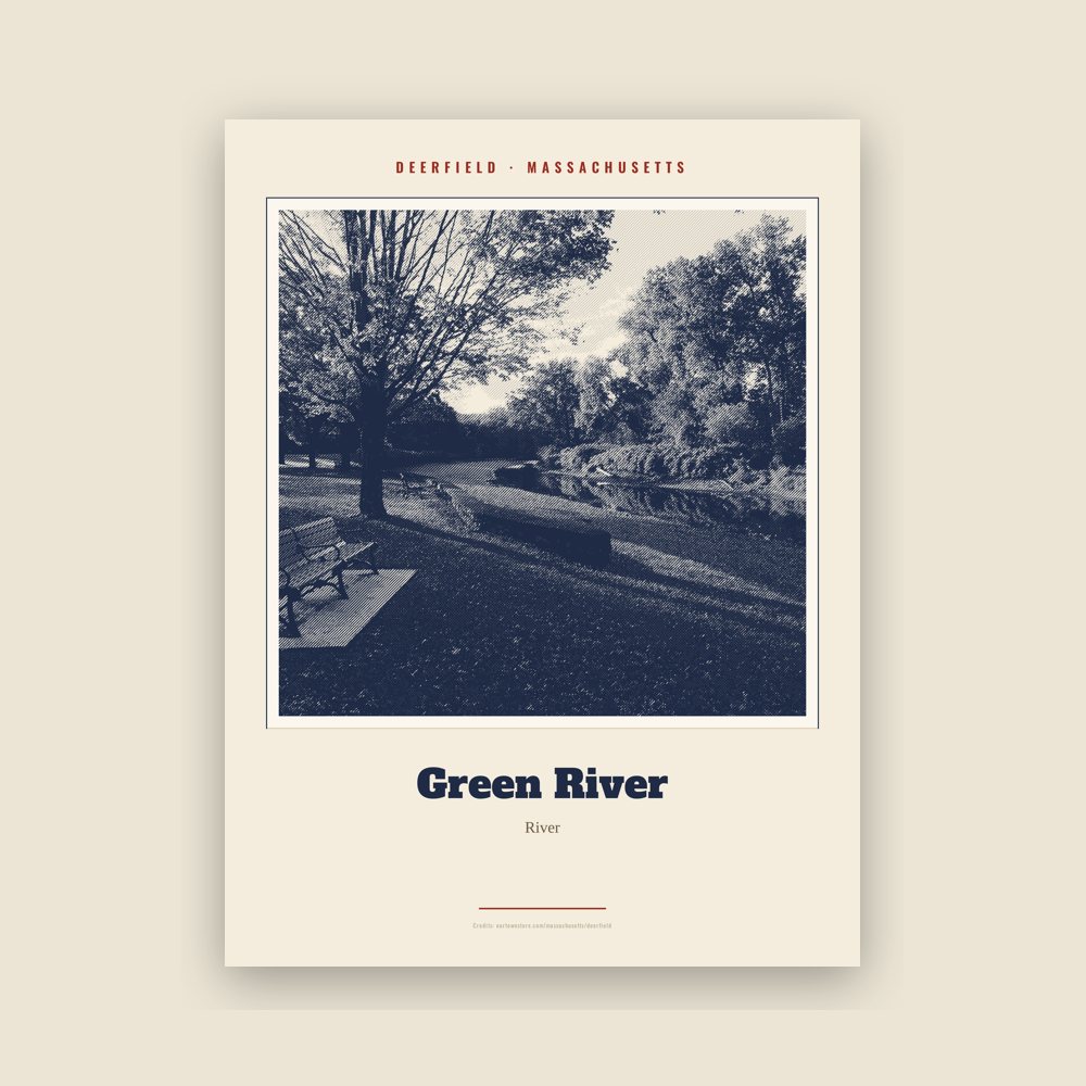 Deerfield Green River Landmark Print