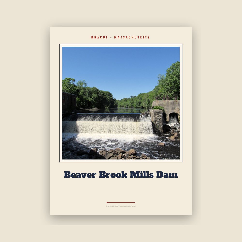 Dracut Beaver Brook Mills Dam Landmark Print