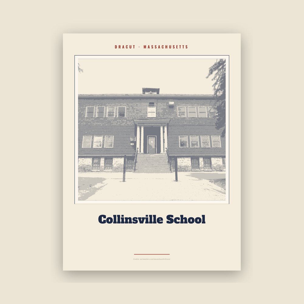 Dracut Collinsville School Landmark Print